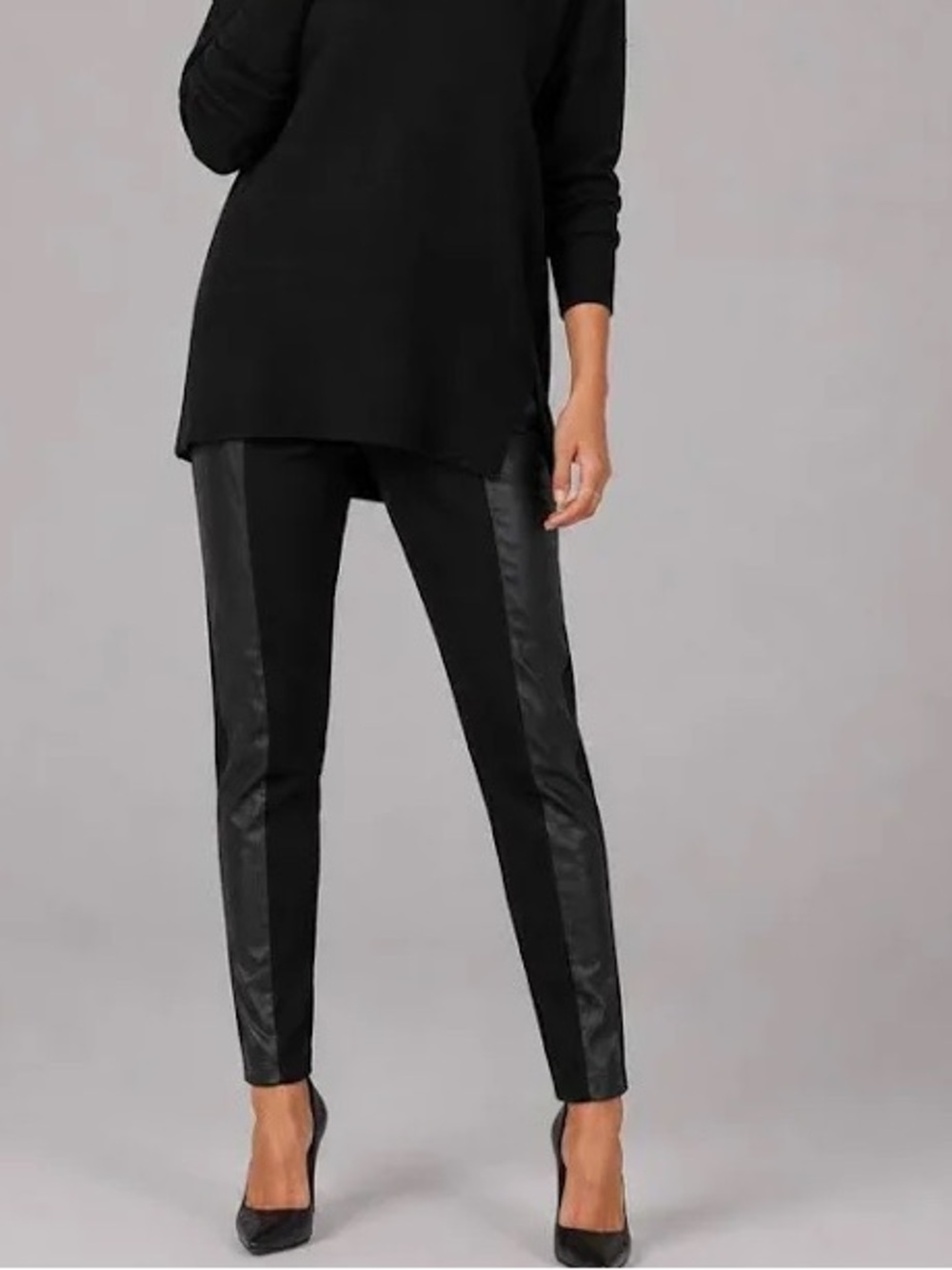 Cabi Bexley Faux Leather Panel Black Skinny Pant Legging Small